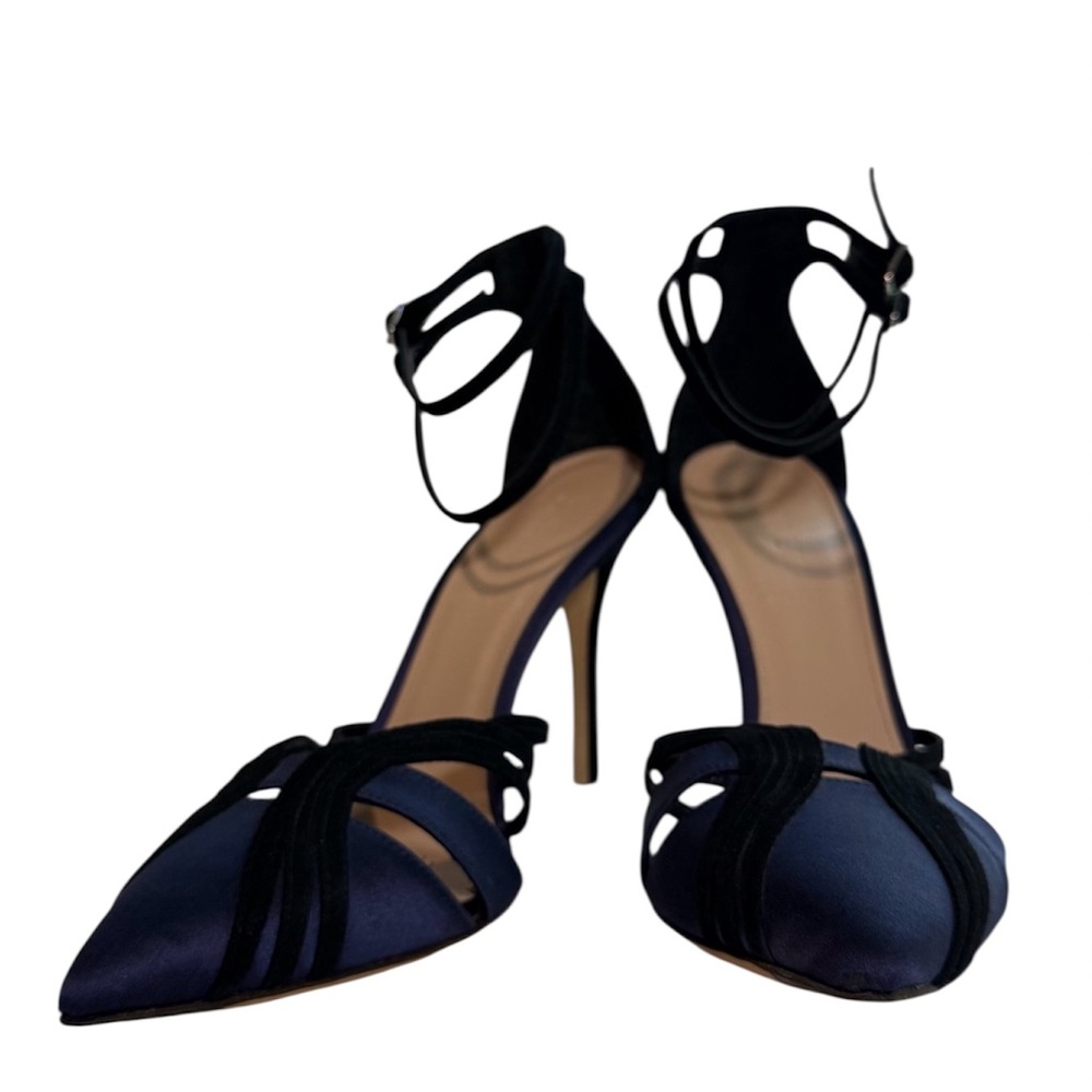 J. Crew Black and Navy Heels 8.5 made in Italy